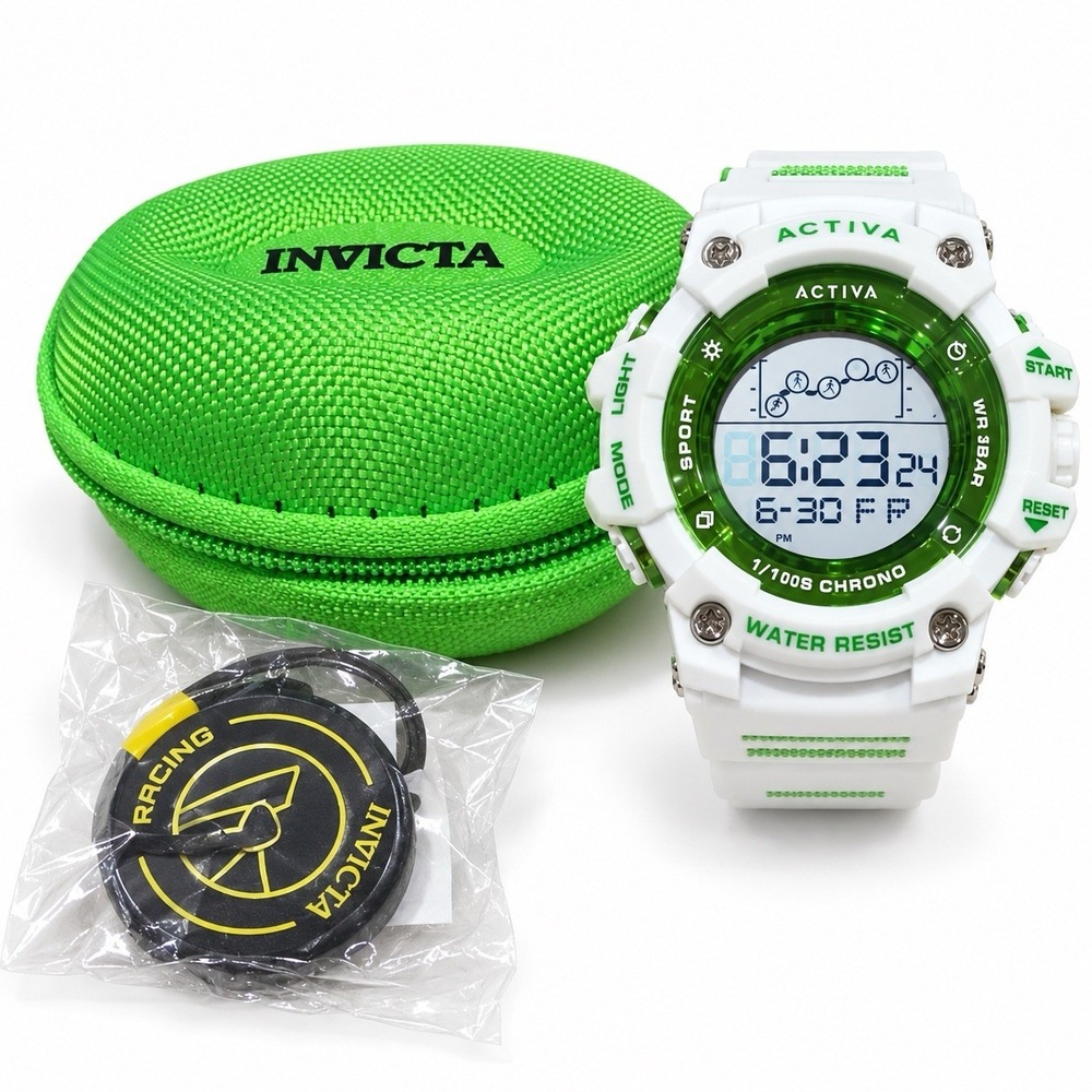 Activa x Invicta Rally 50mm White Green Digital Watch ACW-GA-M-102